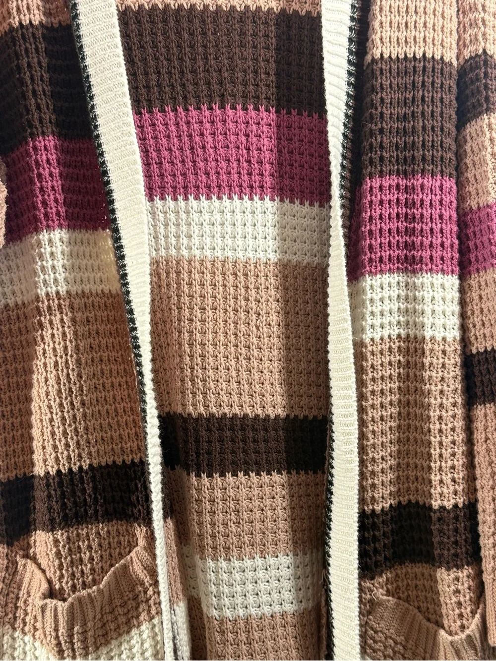 Torrid Pink, Brown & Cream Striped Open-Front Cardigan Size 2 (2X)